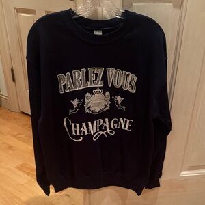 Navy Parlez Vous Champagne Sweatshirt